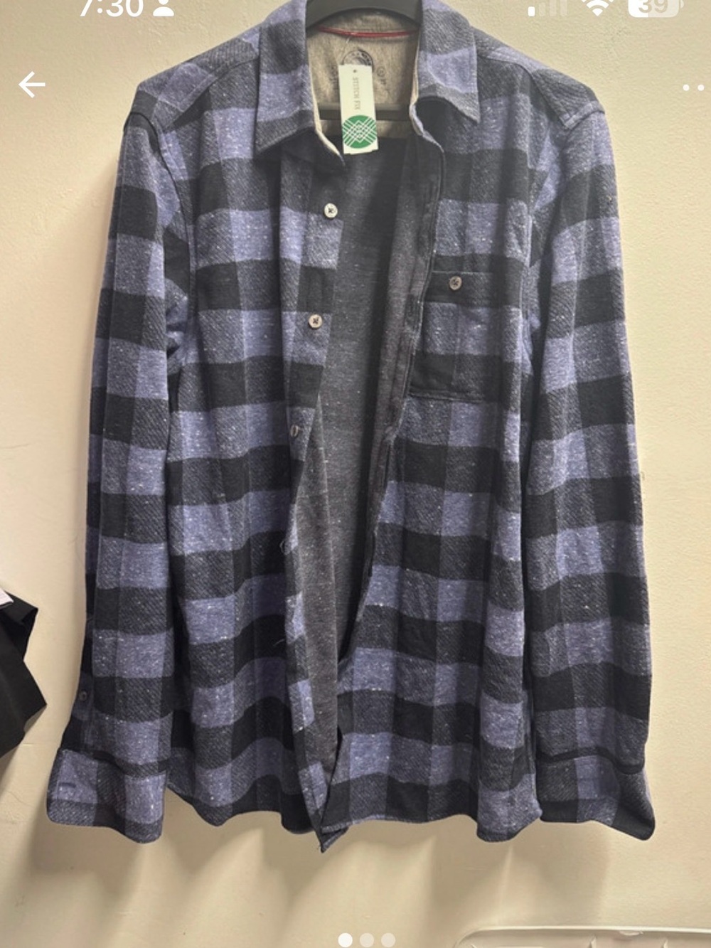 Men's Blue and Black Plaid Button-Up Shirt Jacket